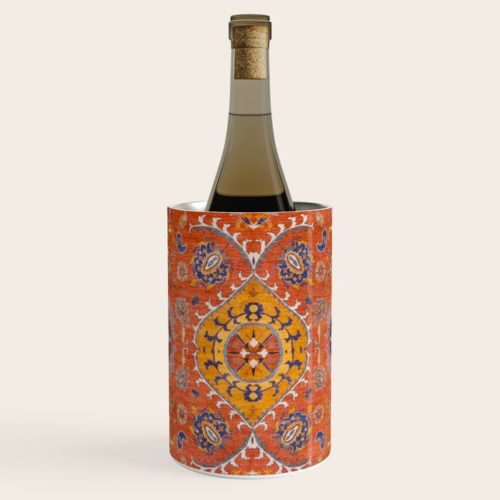 Orange Suns Suzani  Kazak Persian Rug Wine Chiller Gallery Image 1