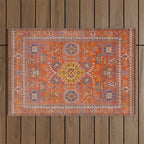 Orange Suns Suzani  Kazak Persian Rug Outdoor Rug Gallery Image 1
