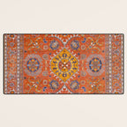 Orange Suns Suzani  Kazak Persian Rug Desk Mat Gallery Image 3