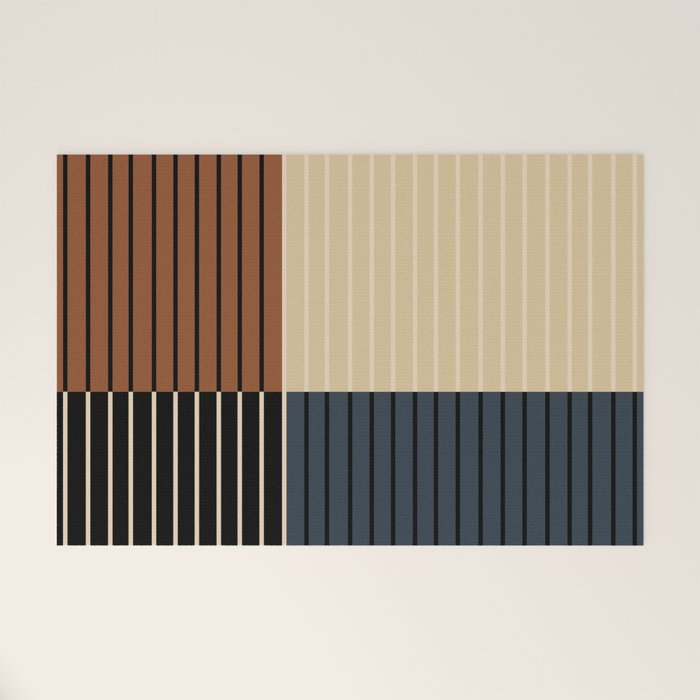 Color Block Line Abstract I Boho Rustic Welcome Mat Gallery Image 1
