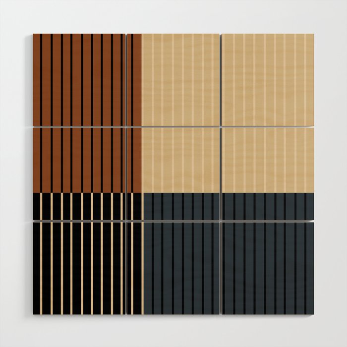 Color Block Line Abstract I Boho Rustic Wood Wall Art Gallery Image 1