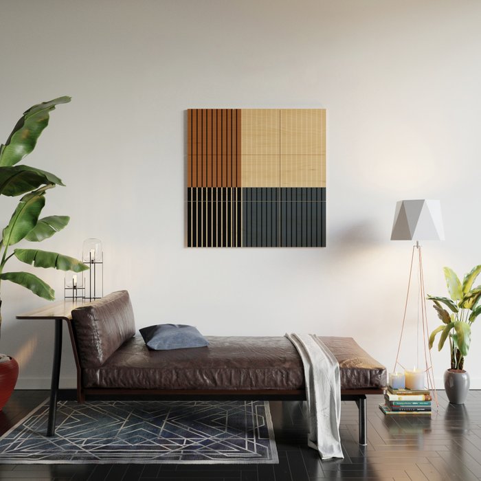 Color Block Line Abstract I Boho Rustic Wood Wall Art Gallery Image 2