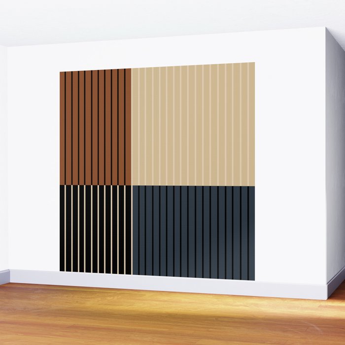 Color Block Line Abstract I Boho Rustic Wall Mural Gallery Image 2