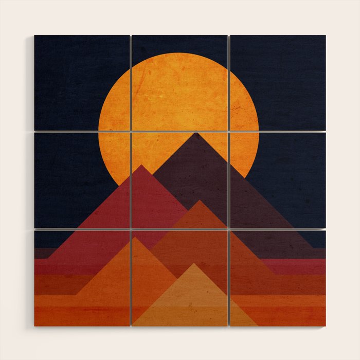 Full moon and pyramid Wood Wall Art Gallery Image 1