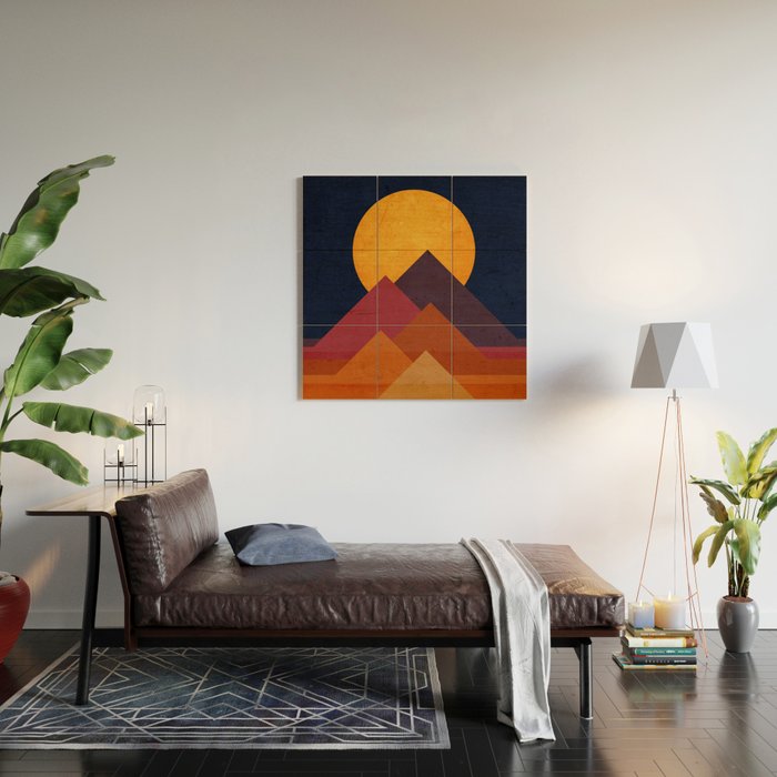 Full moon and pyramid Wood Wall Art Gallery Image 2