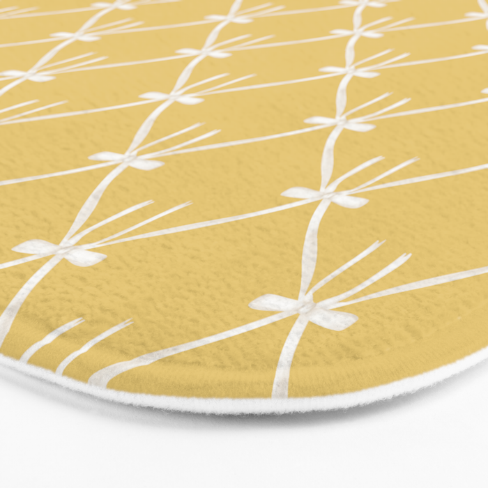 Bows & Ribbons Pattern XXI Butter Yellow Bath Mat Gallery Image 3