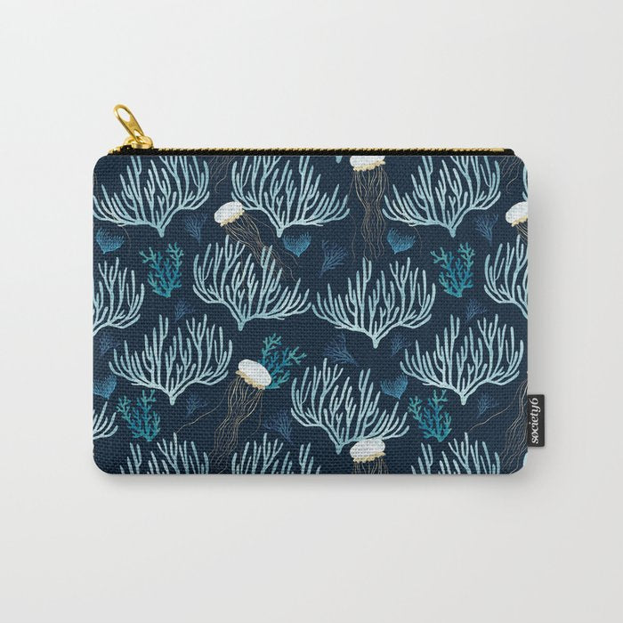 Jellyfish and Coral-Navy Carry All Pouch Gallery Image 1