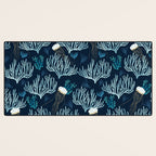 Jellyfish and Coral-Navy Desk Mat Gallery Image 3