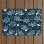 Jellyfish and Coral-Navy Outdoor Rug Gallery Image 1