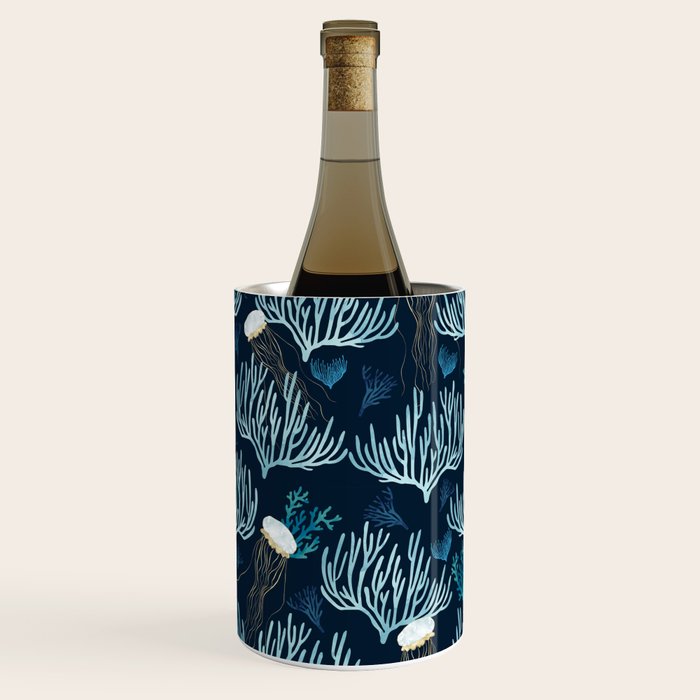Jellyfish and Coral-Navy Wine Chiller Gallery Image 1