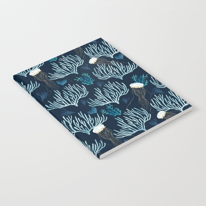 Jellyfish and Coral-Navy Notebook Gallery Image 2