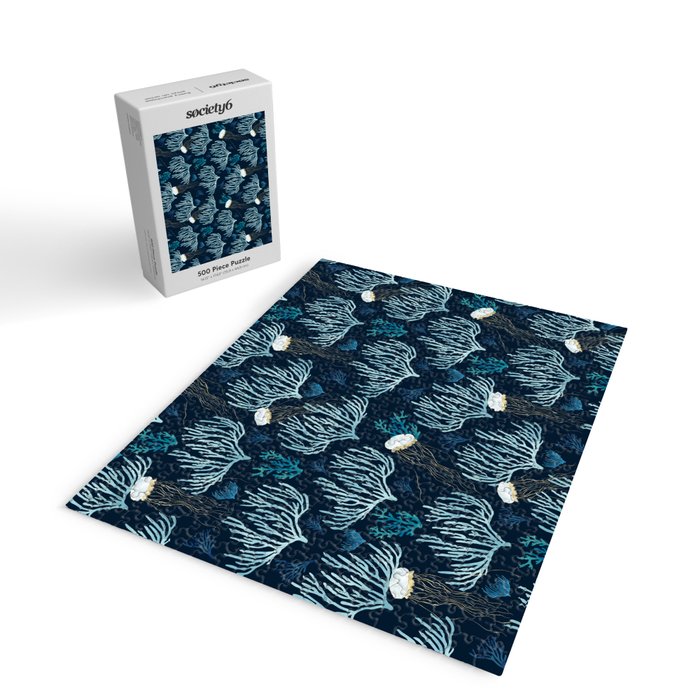 Jellyfish and Coral-Navy Jigsaw Puzzle Gallery Image 2