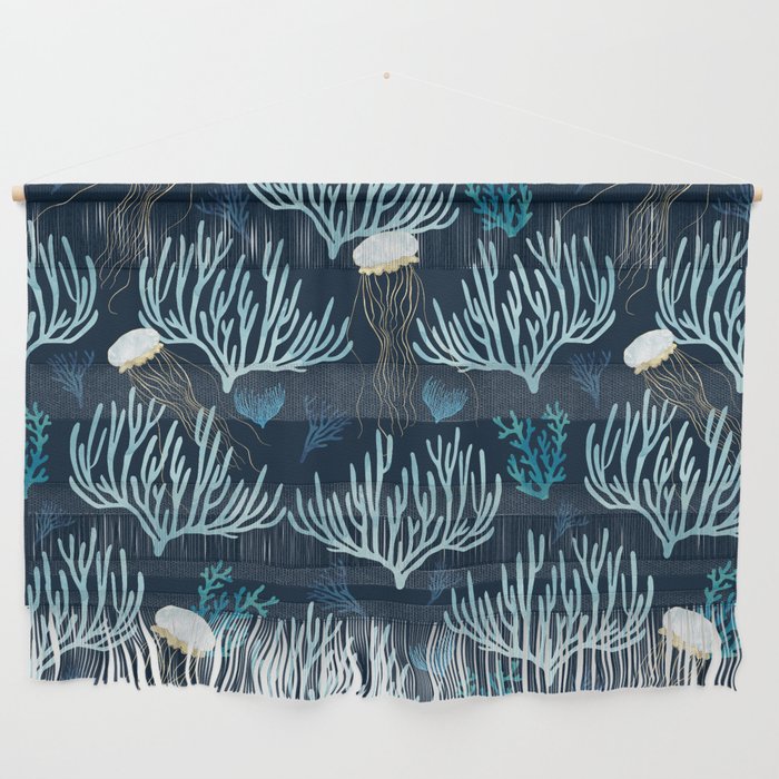 Jellyfish and Coral-Navy Wall Hanging Gallery Image 1