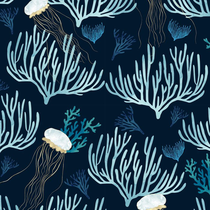 Jellyfish and Coral-Navy Coffee Mug Gallery Image 2