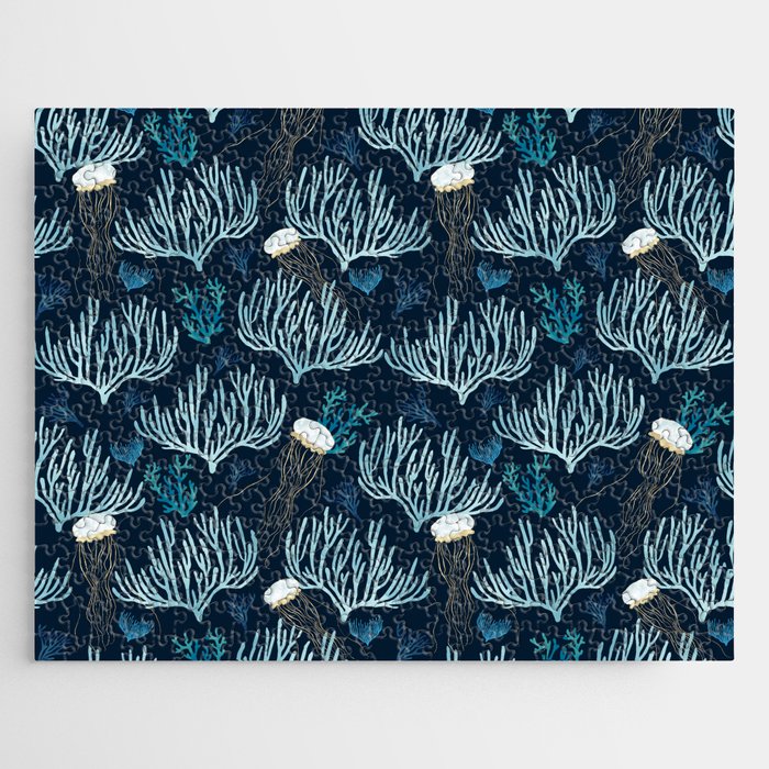 Jellyfish and Coral-Navy Jigsaw Puzzle Gallery Image 1