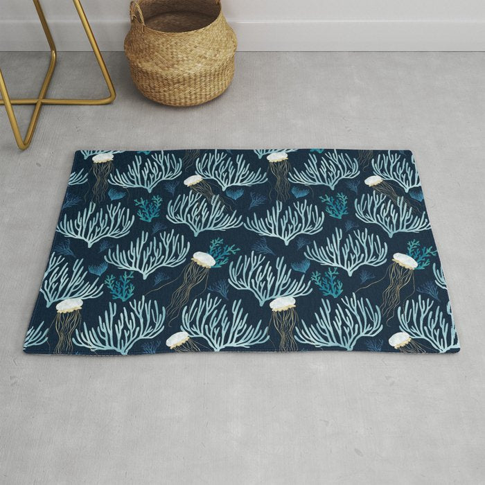 Jellyfish and Coral-Navy Rug Gallery Image 1