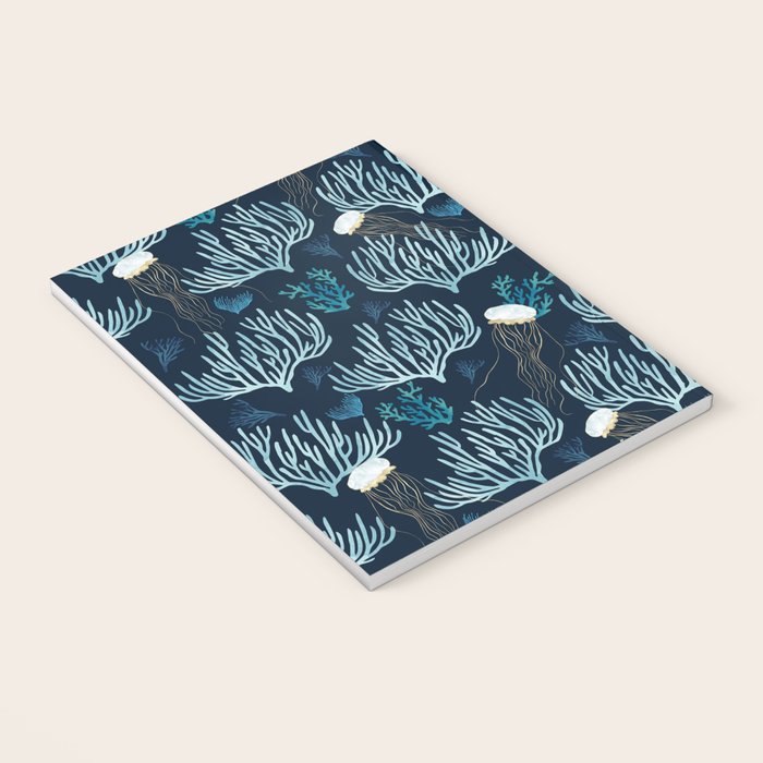 Jellyfish and Coral-Navy Notebook Gallery Image 3