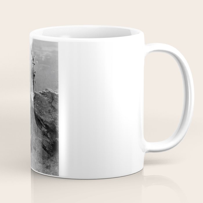 Eagle's Lookout, Blackfoot tribe members, Glacier Park, Montana, 1913 black and white photography Coffee Mug Gallery Image 1