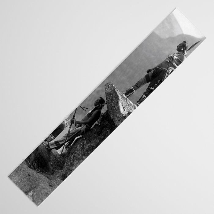 Eagle's Lookout, Blackfoot tribe members, Glacier Park, Montana, 1913 black and white photography Table Runner Gallery Image 3