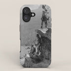 Eagle's Lookout, Blackfoot tribe members, Glacier Park, Montana, 1913 black and white photography iPhone Case Gallery Image 1