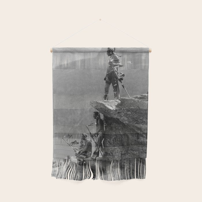 Eagle's Lookout, Blackfoot tribe members, Glacier Park, Montana, 1913 black and white photography Wall Hanging Gallery Image 1