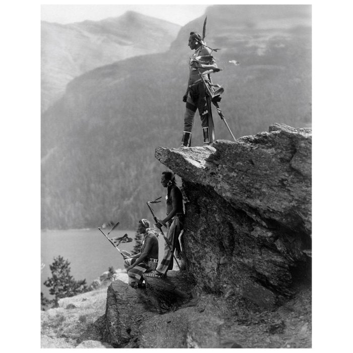 Eagle's Lookout, Blackfoot tribe members, Glacier Park, Montana, 1913 black and white photography Coffee Mug Gallery Image 2