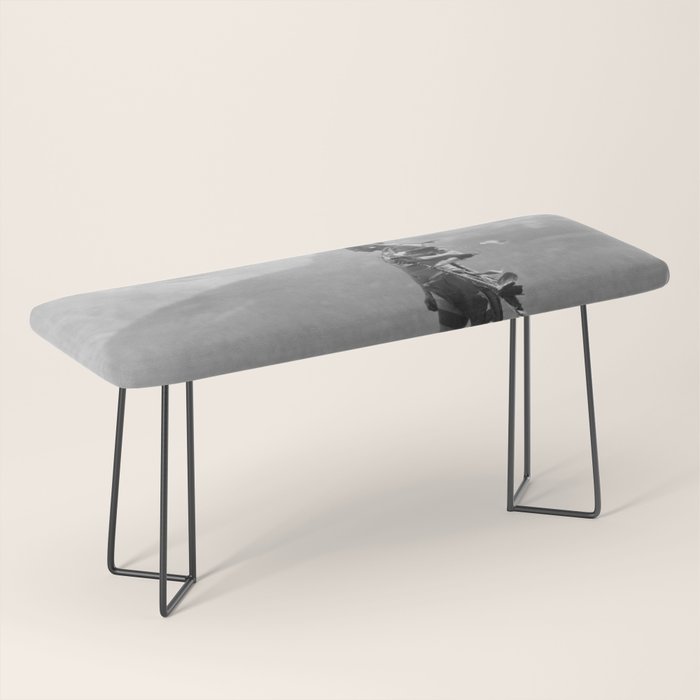 Eagle's Lookout, Blackfoot tribe members, Glacier Park, Montana, 1913 black and white photography Bench Gallery Image 1