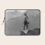 Eagle's Lookout, Blackfoot tribe members, Glacier Park, Montana, 1913 black and white photography Laptop Sleeve Gallery Image 1