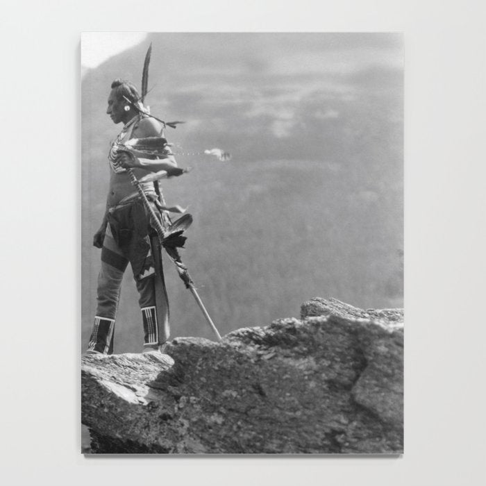 Eagle's Lookout, Blackfoot tribe members, Glacier Park, Montana, 1913 black and white photography Notebook Gallery Image 4