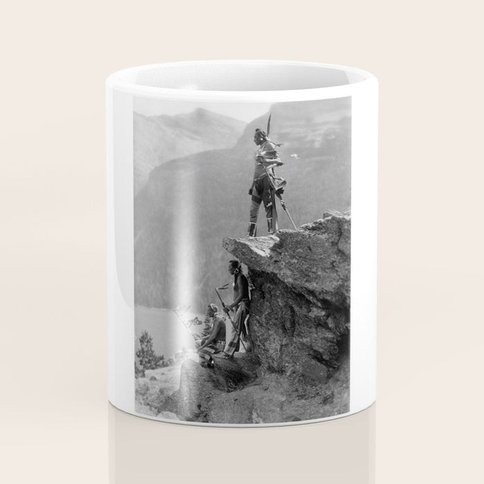 Eagle's Lookout, Blackfoot tribe members, Glacier Park, Montana, 1913 black and white photography Coffee Mug Gallery Image 4