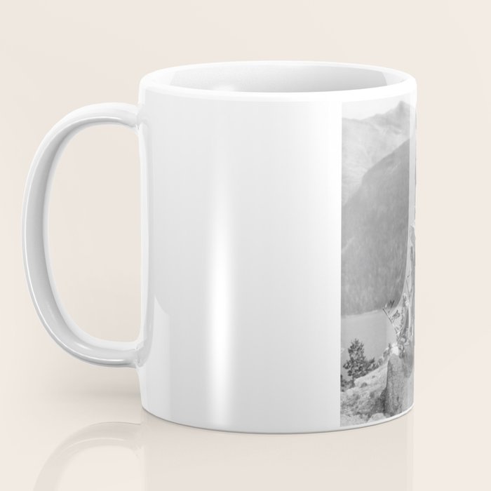 Eagle's Lookout, Blackfoot tribe members, Glacier Park, Montana, 1913 black and white photography Coffee Mug Gallery Image 3