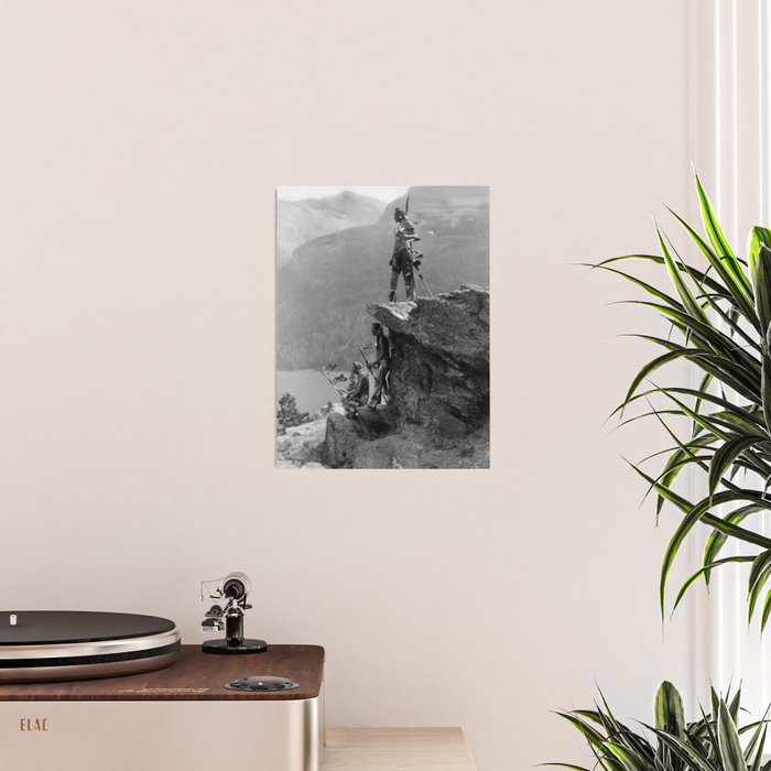 Eagle's Lookout, Blackfoot tribe members, Glacier Park, Montana, 1913 black and white photography Poster Gallery Image 2