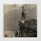 Eagle's Lookout, Blackfoot tribe members, Glacier Park, Montana, 1913 black and white photography Wood Wall Art Gallery Image 1
