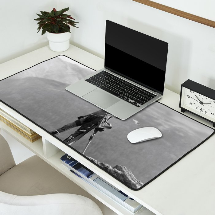 Eagle's Lookout, Blackfoot tribe members, Glacier Park, Montana, 1913 black and white photography Desk Mat Gallery Image 2