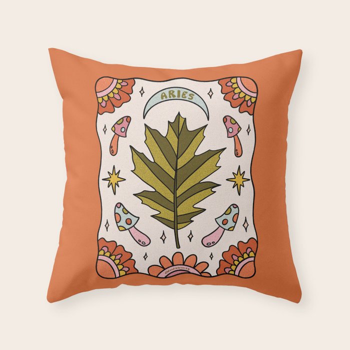 Aries Leaf Throw Pillow Gallery Image 6