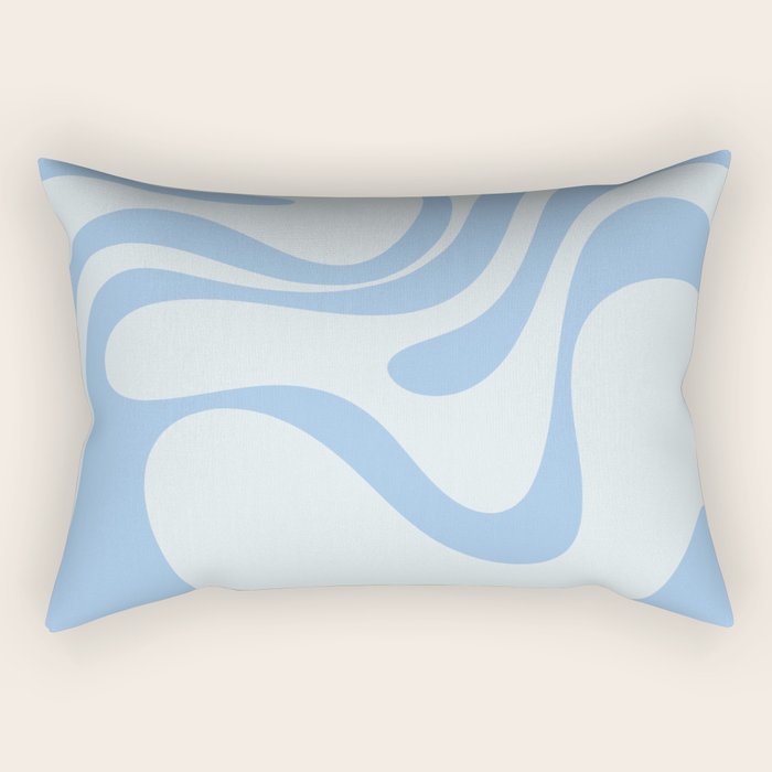 Retro Liquid Swirl Abstract Pattern 3 in Powder Blue Rectangular Pillow Gallery Image 2