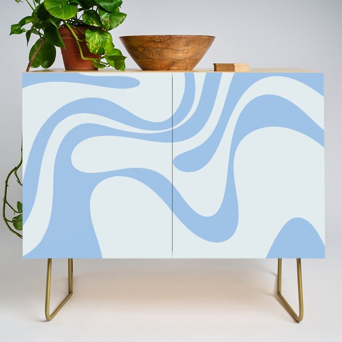Retro Liquid Swirl Abstract Pattern 3 in Powder Blue Credenza Gallery Image 1
