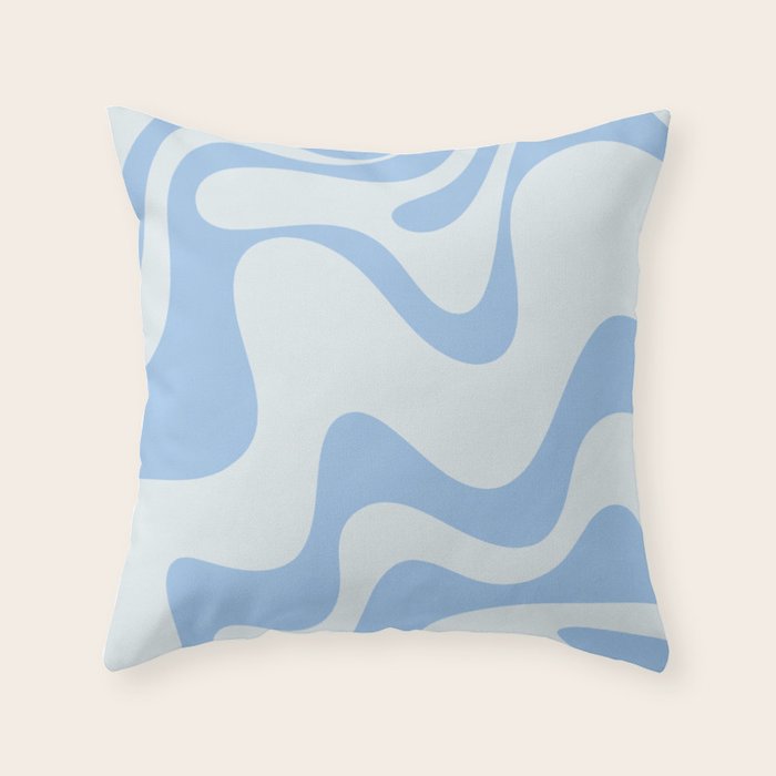 Retro Liquid Swirl Abstract Pattern 3 in Powder Blue Throw Pillow Gallery Image 6
