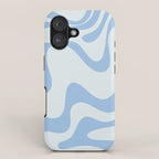 Retro Liquid Swirl Abstract Pattern 3 in Powder Blue iPhone Case Gallery Image 1