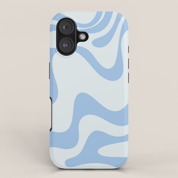 Retro Liquid Swirl Abstract Pattern 3 in Powder Blue iPhone Case Gallery Image 1