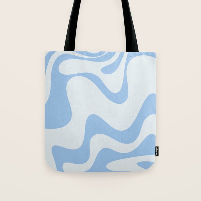 Retro Liquid Swirl Abstract Pattern 3 in Powder Blue Tote Bag Gallery Image 1