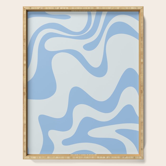Retro Liquid Swirl Abstract Pattern 3 in Powder Blue Serving Tray Gallery Image 1