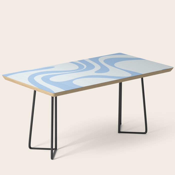 Retro Liquid Swirl Abstract Pattern 3 in Powder Blue Coffee Table Gallery Image 1