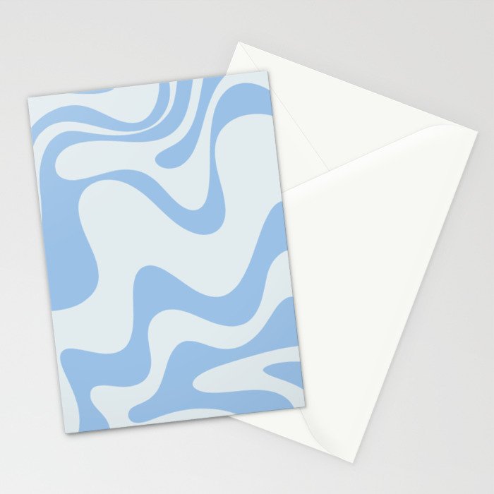 Retro Liquid Swirl Abstract Pattern 3 in Powder Blue Stationery Card Gallery Image 2
