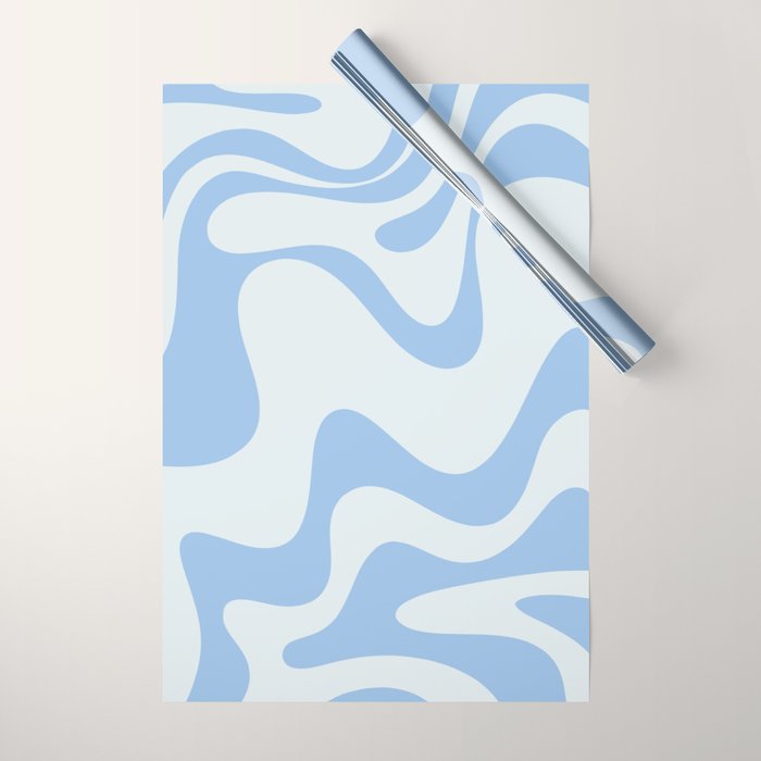 Retro Liquid Swirl Abstract Pattern 3 in Powder Blue Wrapping Paper Gallery Image 1