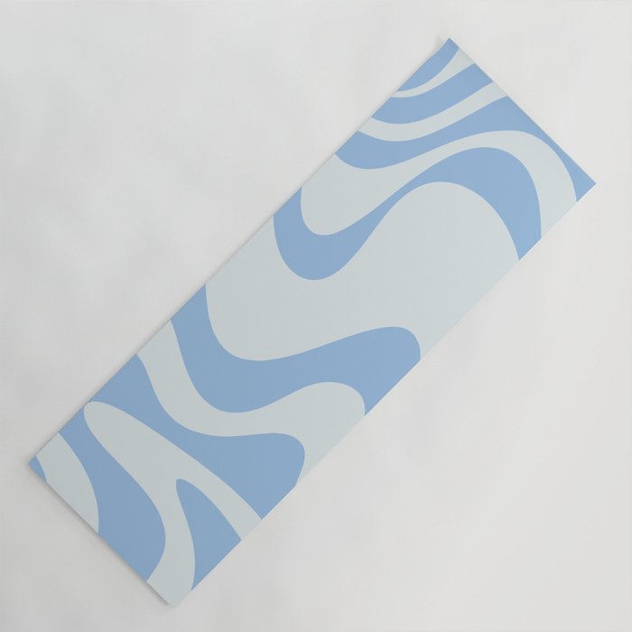 Retro Liquid Swirl Abstract Pattern 3 in Powder Blue Yoga Mat Gallery Image 1