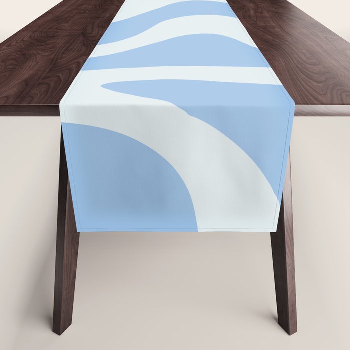 Retro Liquid Swirl Abstract Pattern 3 in Powder Blue Table Runner Gallery Image 1