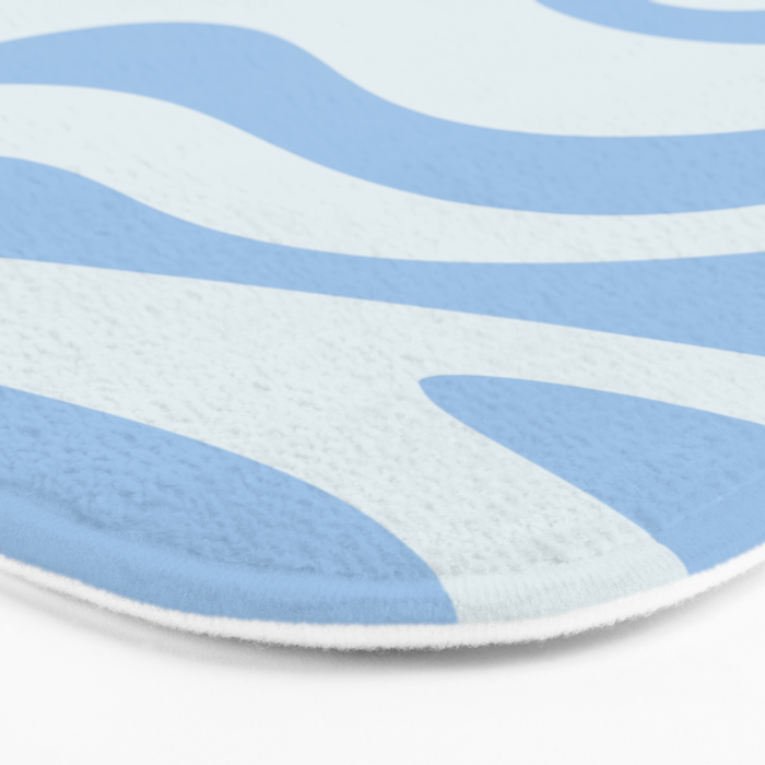 Retro Liquid Swirl Abstract Pattern 3 in Powder Blue Bath Mat Gallery Image 3