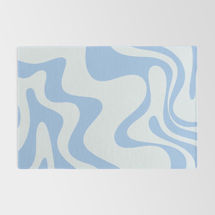 Retro Liquid Swirl Abstract Pattern 3 in Powder Blue Rug Gallery Image 2