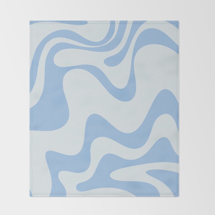 Retro Liquid Swirl Abstract Pattern 3 in Powder Blue Throw Blanket Gallery Image 2